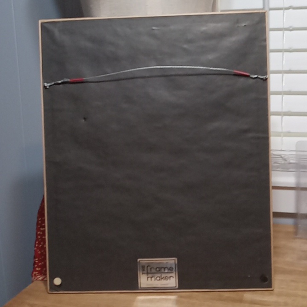 De Grazia Boy & Sunflower Art Print in Brown Frame 19x15 Vintage 1975 SW Decor - Picture 5 of 5